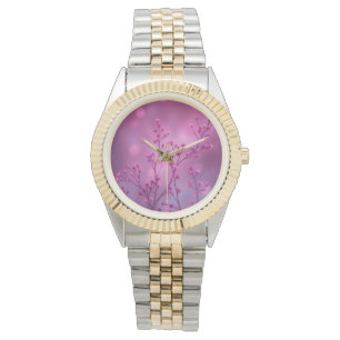 Pink Floral Bokeh Little Flowers Wrist Watch