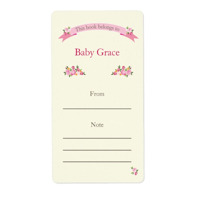 Pink Floral Bookplate (Front)