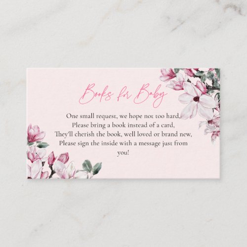 Pink Floral Books For Baby  Baby Shower Enclosure Card