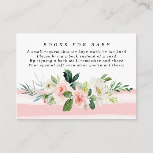 Pink floral books for baby book request card