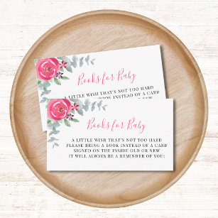 Pink Floral Books For Baby Shower Enclosure Card