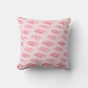 Pink Floral Books Throw Pillow