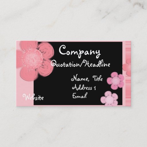 Customizable Pink Floral Border Business Cards