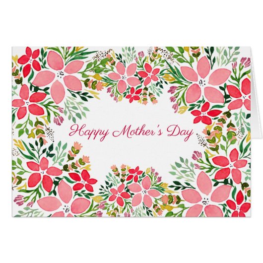Pink Floral Border Card (Front Horizontal)