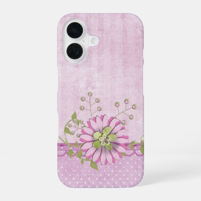 Pink Floral Border Iphone Case (Back)