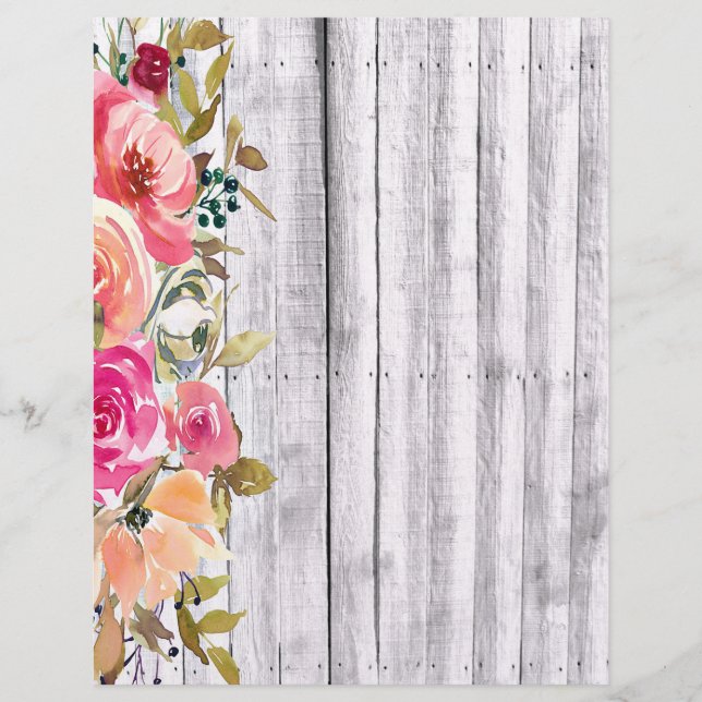 Pink floral border on wood (Front)