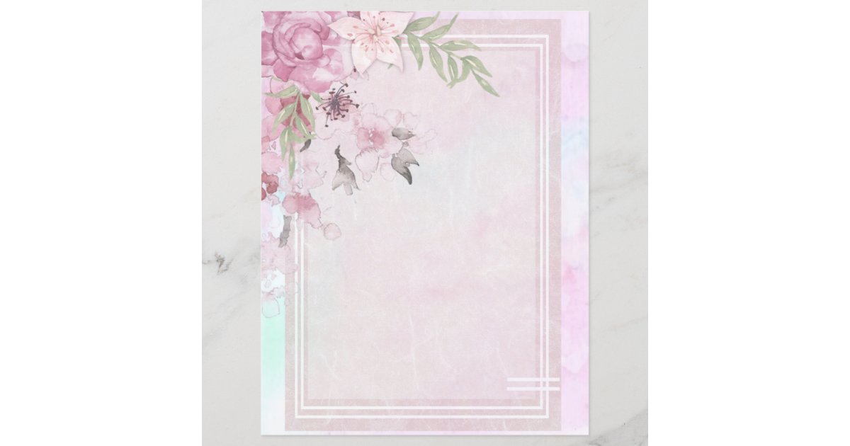 Pink Floral Bordered Scrapbook Paper