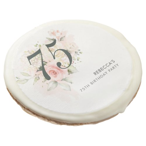 Pink Floral Botanical 75th Birthday Party Sugar Cookie