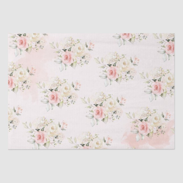 Pink Floral Botanical 75th Birthday Party Tissue Paper (Front)