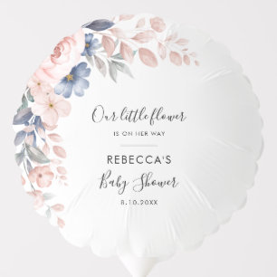 Pink Floral Botanical Script Baby Shower Balloon