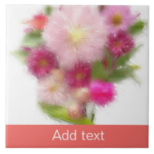 Pink Floral Bouquet Ceramic Tile