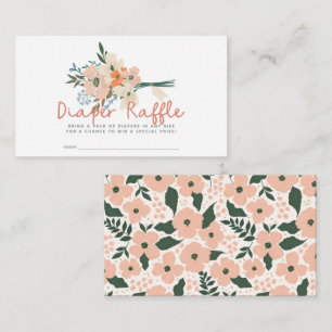 Pink Floral Bouquet Diaper Raffle Ticket Enclosure Card