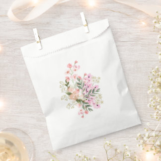 Pink Floral Bouquet Favor Bag