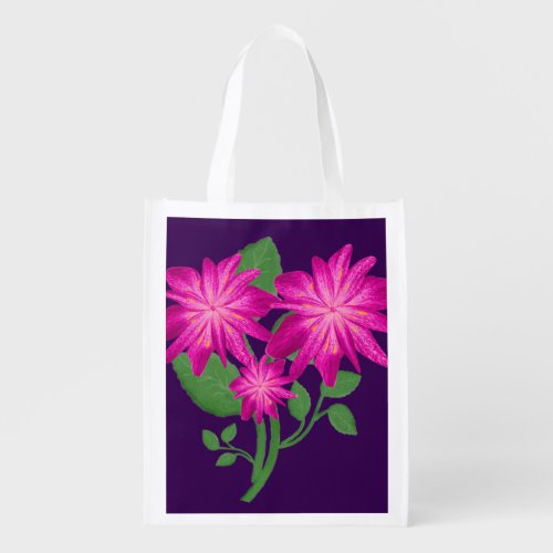 Pink Floral Bouquet Illustration | Hand Drawn  Grocery Bag
