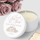 Pink Floral Bouquet Love & Thanks Bridal Shower Mini Candle Favors<br><div class="desc">These beautiful candles are designed as favors for your guests at your bridal shower. The lovely boho chic design features a bouquet of hand painted watercolor roses and blossoms in shades of pink and mauve. The text is written in fancy script lettering and reads "Love & Thanks" with cute hearts....</div>