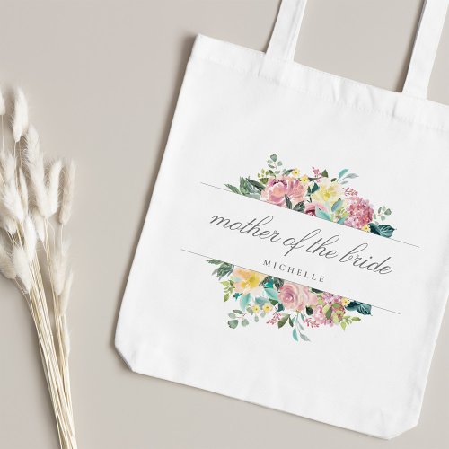 Pink Floral Bouquet Mother of the Bride Gift Tote Bag