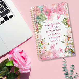 Pink Floral Bouquet Psalms 37:4 Planner