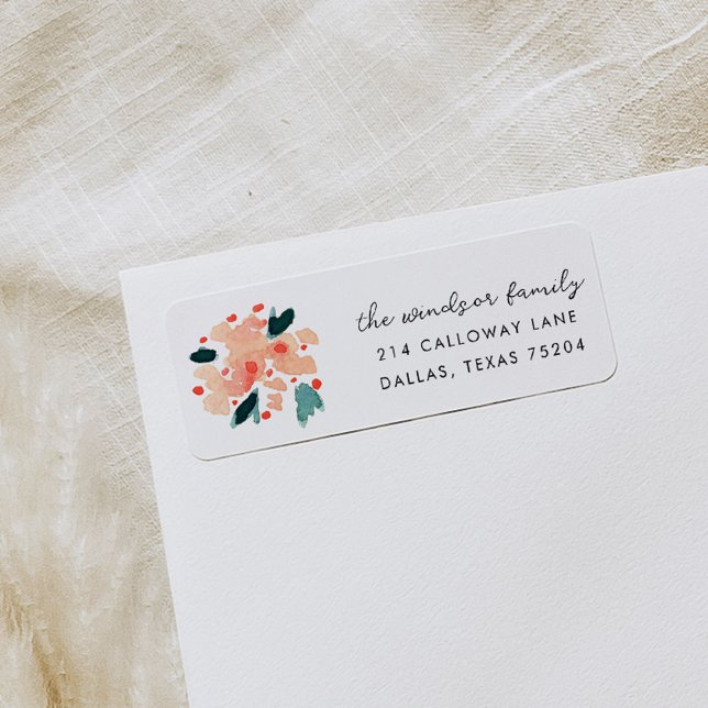 Pink Floral Bouquet Return Address Labels (Pink watercolor floral bouquet return address label.)