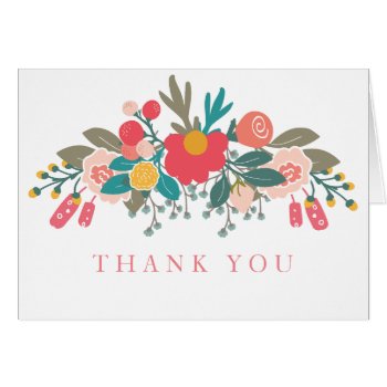 Pink Floral Bouquet Thank You by MaggieMart at Zazzle