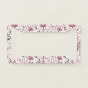 Pink Floral Bouquet with Berry Accents License Plate Frame