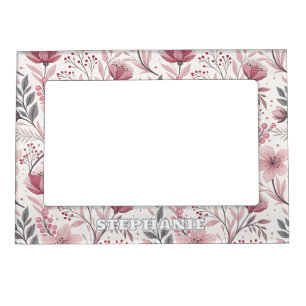Pink Floral Bouquet with Berry Accents Magnetic Frame