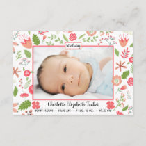 Pink Floral Bouquets - 3x5 Birth Announcement