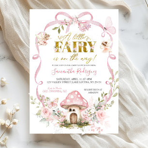 Pink Floral Bow Coquette Fairy Baby Shower Invitation