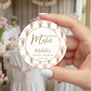 Pink Floral Bow Fresh Off The Market Classic Round Sticker