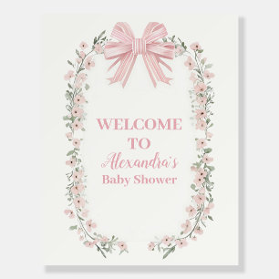 Pink Floral Bow Girl Baby Shower Foam Board