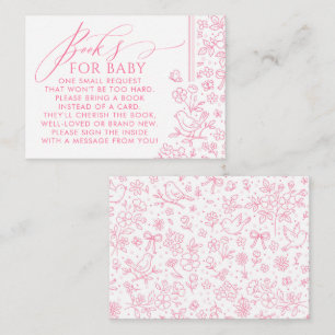 Pink Floral Bows Baby Shower Books For Baby Enclosure Card