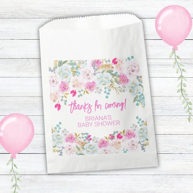 Pink Floral Boy Baby Shower Favors Favor Bag (Creator Uploaded)