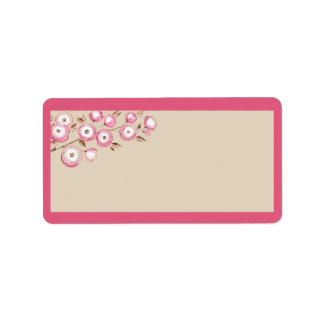 Pink Floral Branch Wedding Mailing Address Label