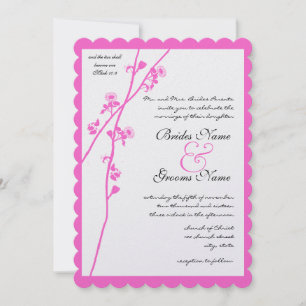 Pink Floral Branch Wild Flower Wedding Invitation