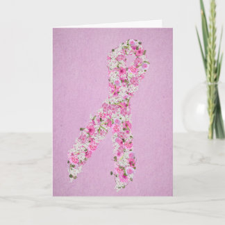 Pink Floral Breast Cancer Awareness Ribbon Card