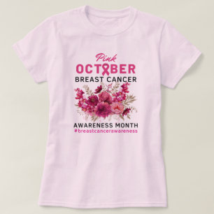 Pink Floral Breast Cancer Awareness Women's T-Shirt