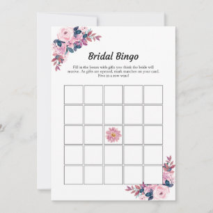 Pink Floral Bridal Bingo Bridal Shower Game Cards