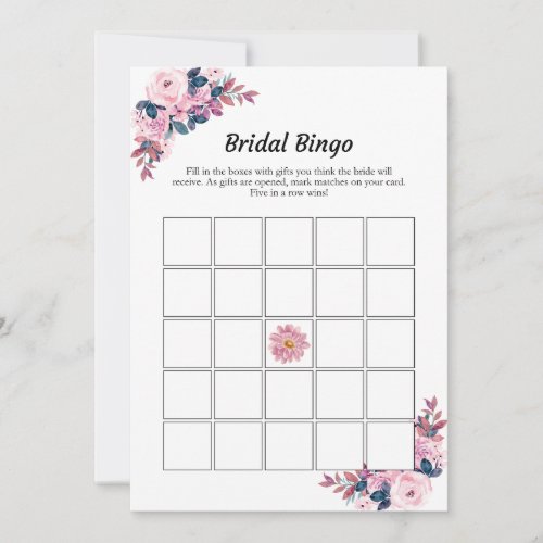 Pink Floral Bridal Bingo Bridal Shower Game Cards 