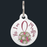 Pink Floral Bridal Bouquet Wedding Rose Flower Pet Tag<br><div class="desc">Pet tag design features an original illustration of a pink rose floral bridal bouquet. Just personalize with the name of your dog or cat. Lots of coordinating pet products are also available from this shop! Don't see exactly what you're looking for? Contact Rebecca to have a product customized just for...</div>