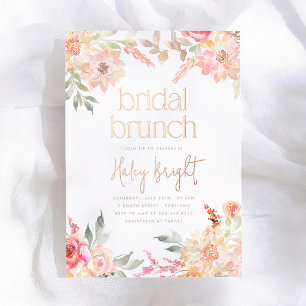 Pink Floral Bridal Brunch Bridal Shower Foil Invitation