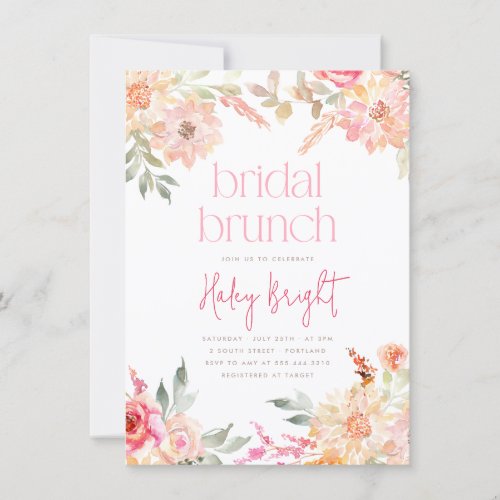Pink Floral Bridal Brunch Bridal Shower Invitation