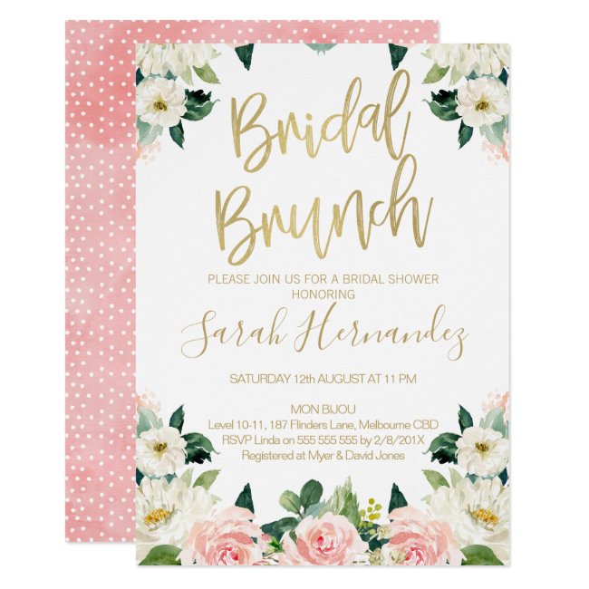Pink Floral Bridal Brunch Bridal Shower Invitation