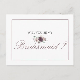 Pink Floral Bridal Party Will You Be My Bridesmaid Invitation Postcard