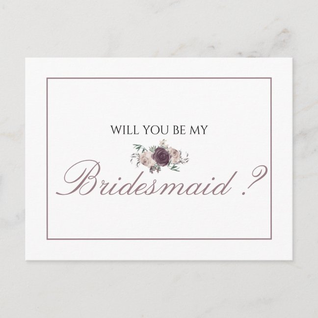 Pink Floral Bridal Party Will You Be My Bridesmaid Invitation Postcard