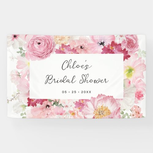 Pink Floral Bridal Shower Banner