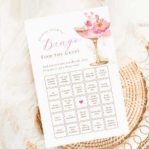 Pink Floral Bridal Shower Bingo Paper Sheet