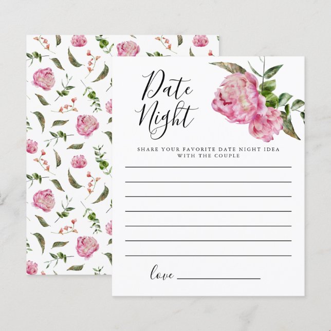 Pink Floral Bridal Shower Date Night Ideas (Front/Back)