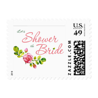 Pink Floral Bridal Shower Design Stamp