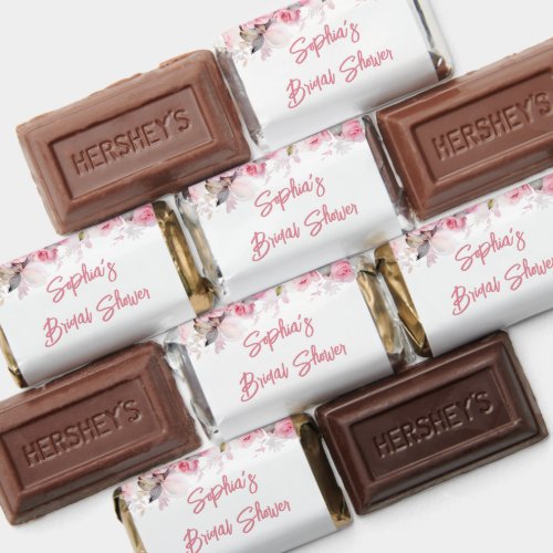 Pink Floral Bridal Shower Favors Mini Hershey Bars