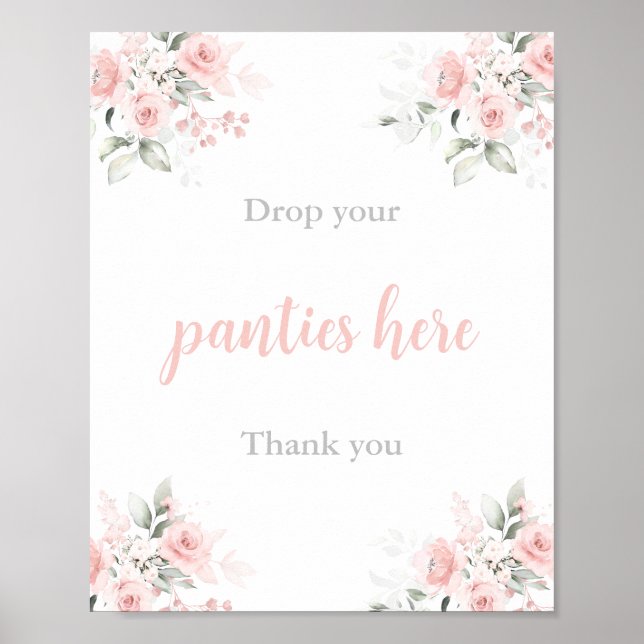 Pink floral, bridal shower game  poster (Front)