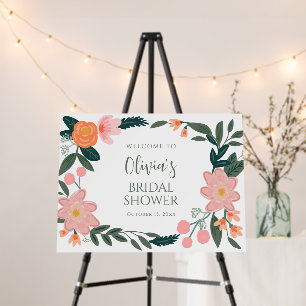 Pink Floral Bridal Shower Garden Party Welcome Foam Board